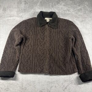 B.C. Clothing Co‎ Women's Full Zip Cropped Fleece Jacket Brown Size Large